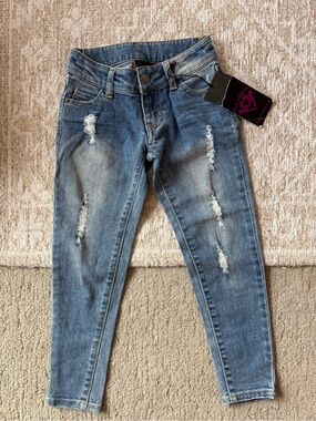 Girls' Distressed Light Blue Denim Skinny Jeans 6